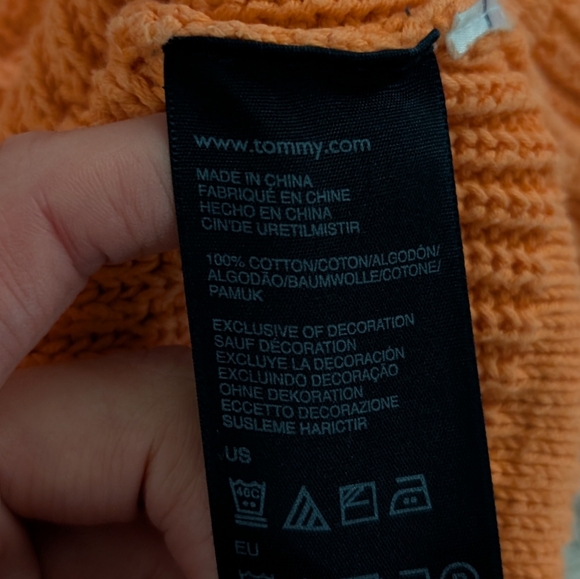 Tommy Hilfiger 100% Cotton Orange Knit Sweater - Picture 6 of 6